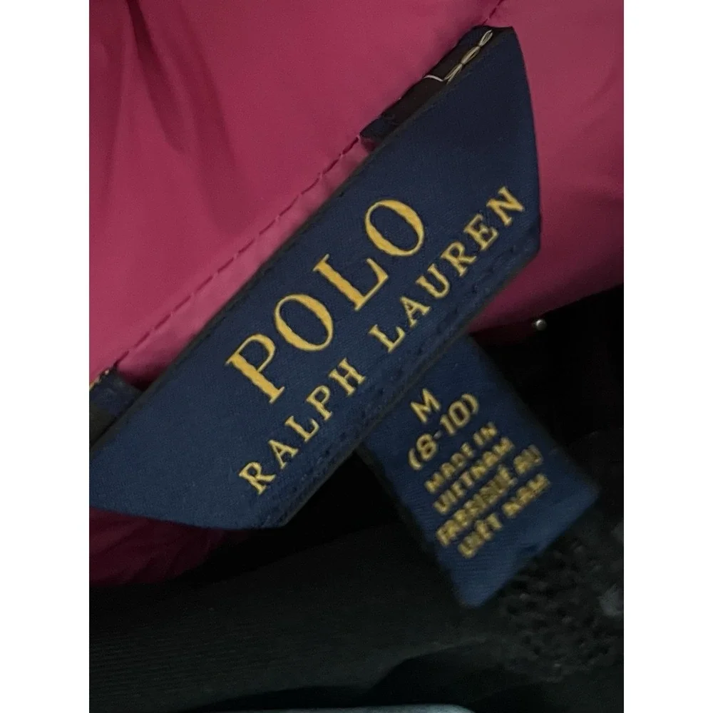 POLO‎ Ralph Lauren Kids Girls Half Zip Mock Neck Pink Puffer Jacket Sz M 5-10YRS